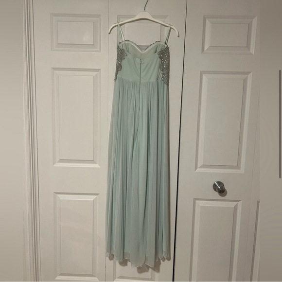 Sequin Hearts Light Pale Green Beaded Strapless Full-Length Prom Dress - Picture 8 of 8